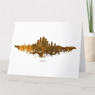 Los Angeles City Skyline - Orange  Thank You Card