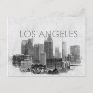 Los Angeles city skyline sketch Holiday Postcard