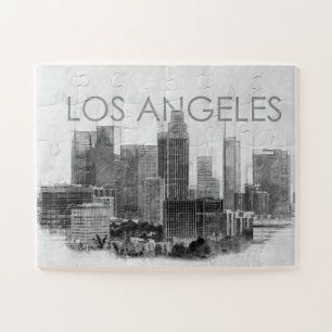 Los Angeles city skyline sketch Jigsaw Puzzle
