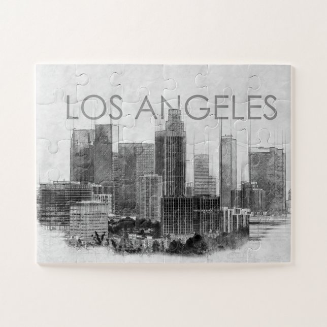 Los Angeles city skyline sketch Jigsaw Puzzle (Horizontal)