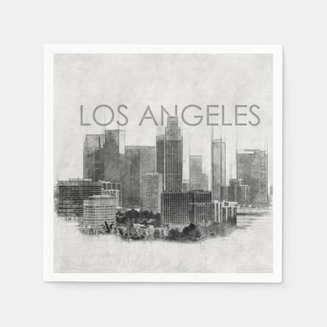 Los Angeles city skyline sketch Napkin (Front)