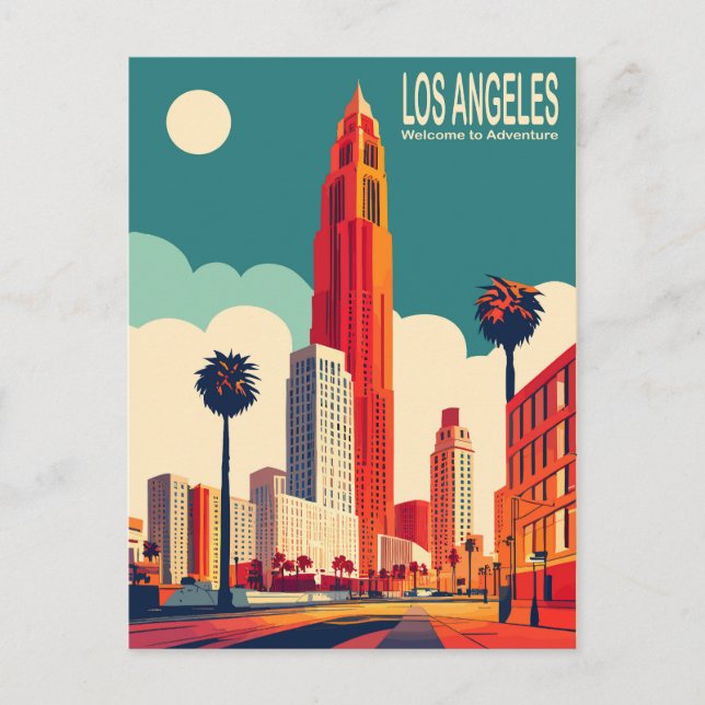 Los Angeles, City Streets, Travel Postcard (Front)