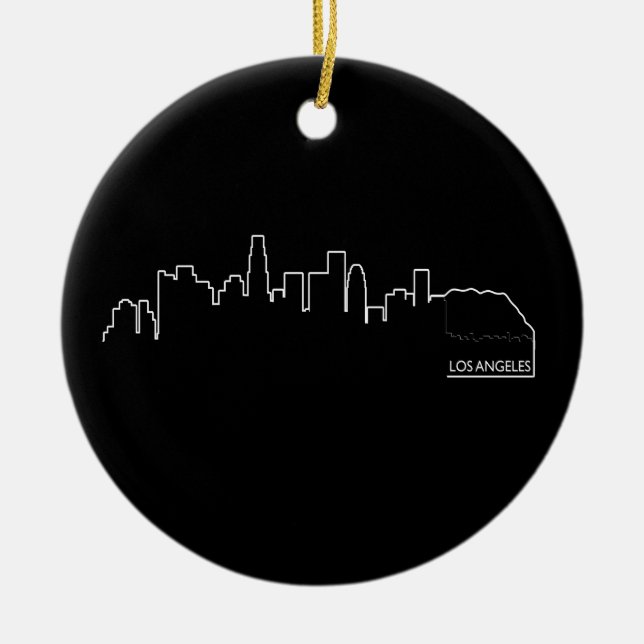 Los Angeles cityscape Ceramic Tree Decoration (Front)