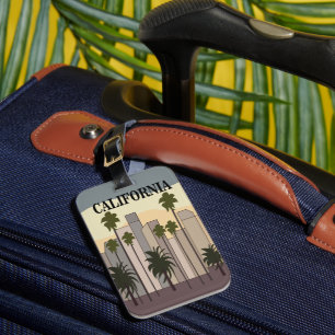 Los Angeles Cityscape Sunset Palm Trees California Luggage Tag