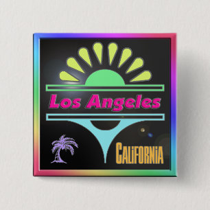 "Los Angeles Colourful Black Background" Button