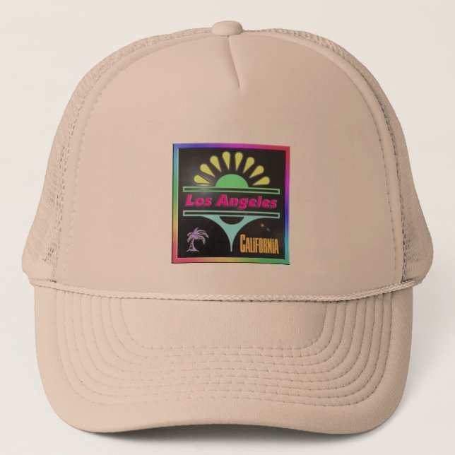 "Los Angeles Colourful Black Background" Hat (Front)