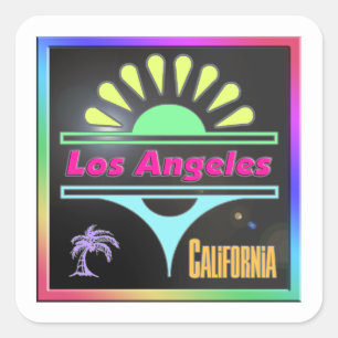 "Los Angeles Colourful Black Background" Sticker