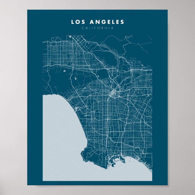 Los Angeles Dark Blue City Map Poster (Front)