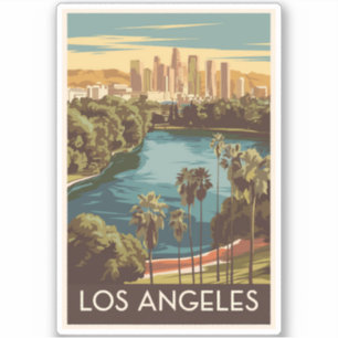 Los Angeles Echo Park Lake Travel Art Vintage