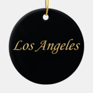 Los Angeles Gold - On Black Ceramic Tree Decoration