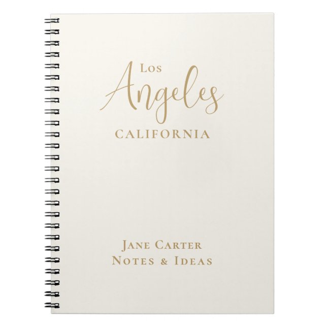 Los Angeles Gold Script Off White Notebook (Front)