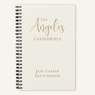 Los Angeles Gold Script Off White Sketchbook Notebook
