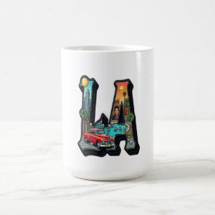 Los Angeles Gothic Retro Car & Skeletons Design Coffee Mug