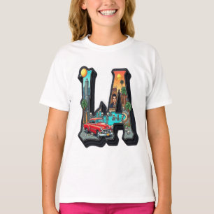 Los Angeles Gothic Retro Car & Skeletons Design T-Shirt