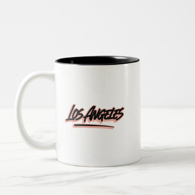 Los Angeles Graffiti Style  Two-Tone Coffee Mug (Left)