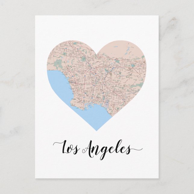 Los Angeles Heart Map Postcard (Front)