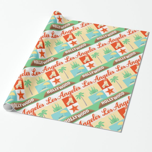 los angeles icons gift wrapping paper (Unrolled)