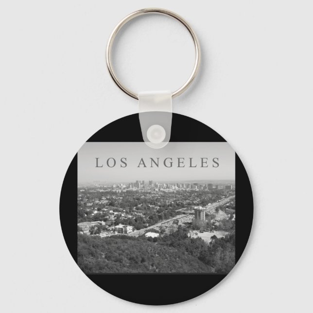 Los Angeles in Black and White Key Ring (Front)