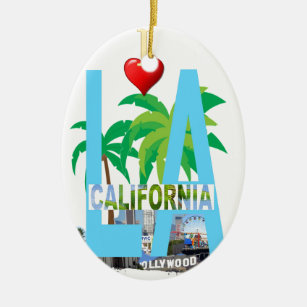 los angeles  l a california city usa america ceramic tree decoration