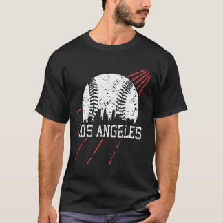 Los Angeles LA City Skyline Baseball Vintage Gamed T-Shirt