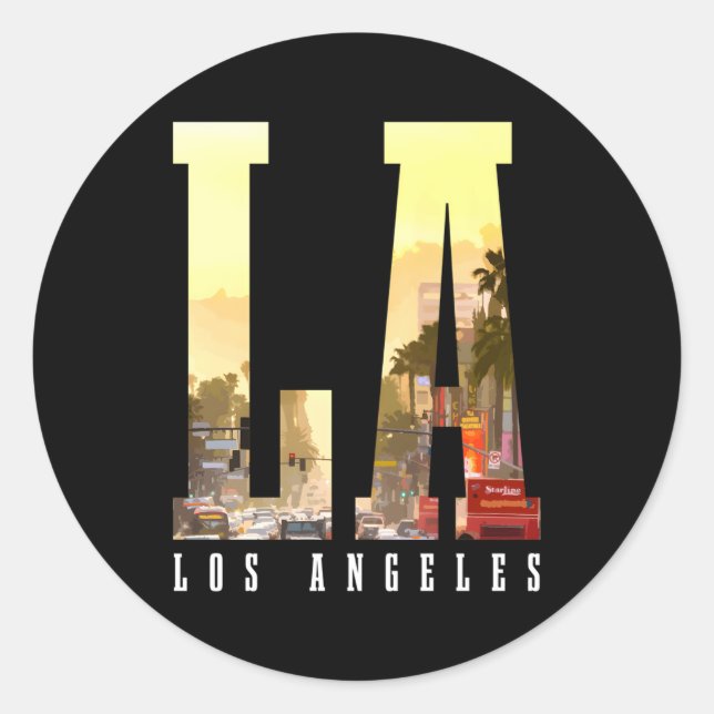 Los Angeles La Skyline California La Classic Round Sticker (Front)