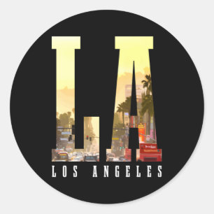 Los Angeles La Skyline California La Classic Round Sticker