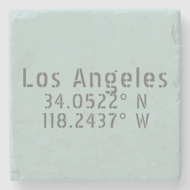 Los Angeles Latitude Longitude Stone Coaster (Front)