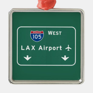 Los Angeles LAX Airport I-105 W Interstate Ca - Metal Tree Decoration