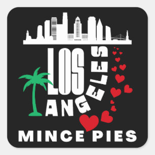 Los Angeles Loves Mince Pies Cityscape Square Sticker