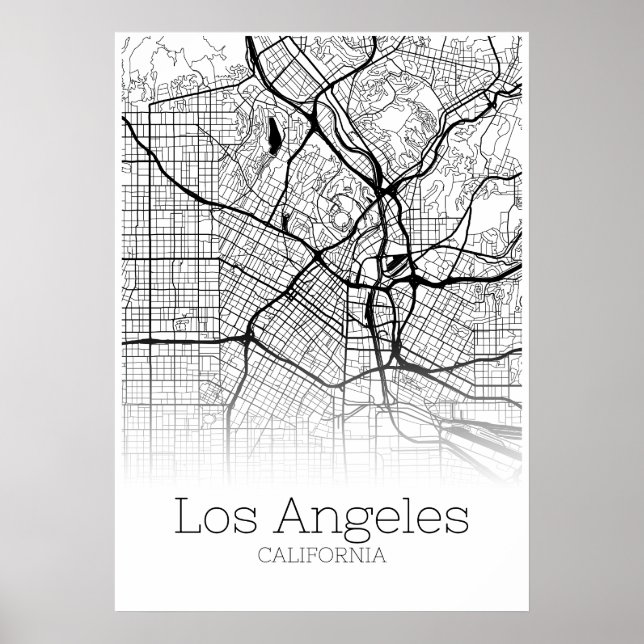 Los Angeles Map - California CA - City Map Poster (Front)