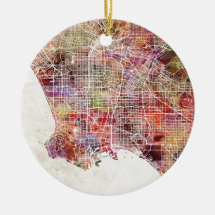 Los Angeles map Ceramic Tree Decoration