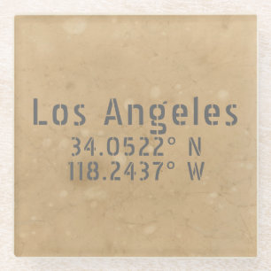 Los Angeles Map Coordinates Glass Coaster