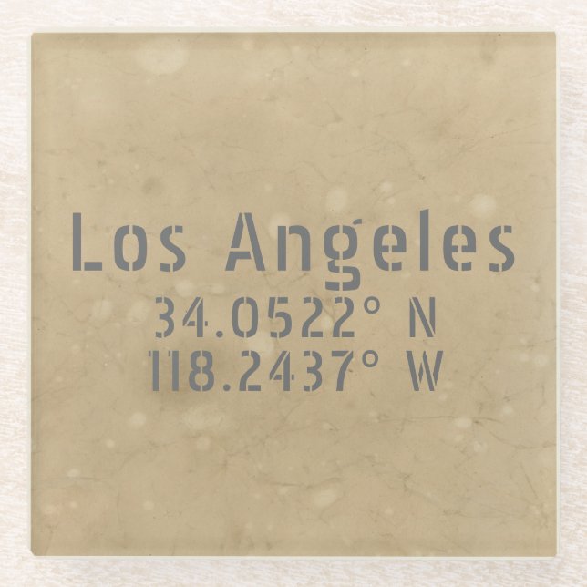 Los Angeles Map Coordinates Glass Coaster (Front)