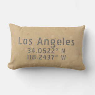 Los Angeles Map Coordinates Lumbar Throw Pillow