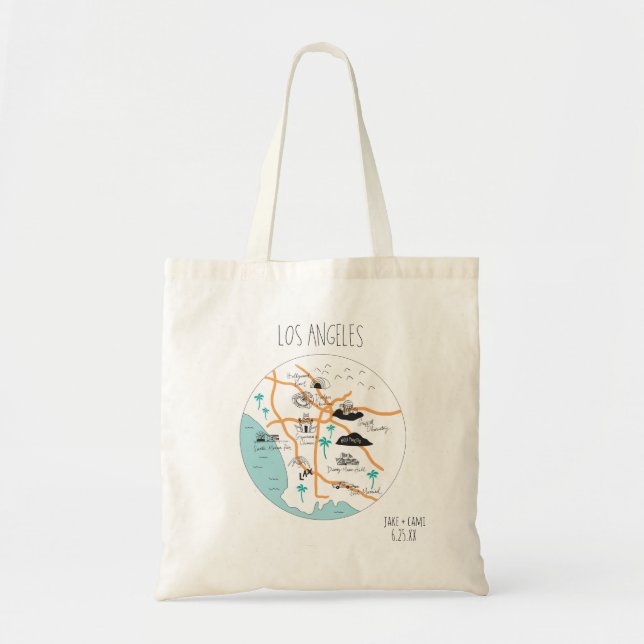 Los Angeles Map Tote Bag (Front)