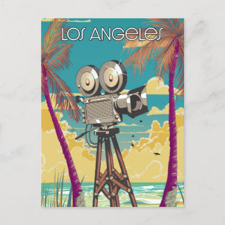 Los Angeles Movie camera poster Invitation Postcard