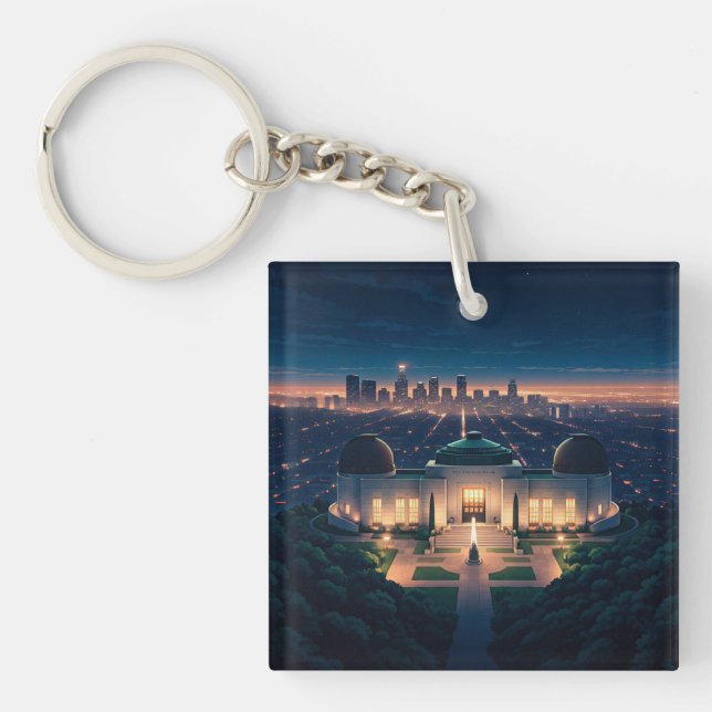 Los Angeles Night postcard Key Ring (Front)