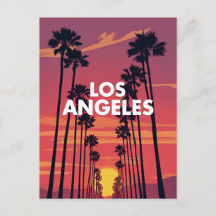 Los Angeles Palm Tree Sunset Graphic Postcard