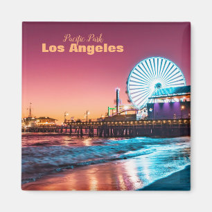 Los Angeles Pink & Blue Sunset Santa Monica Pier Magnet