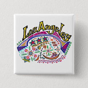 “Los Angeles Playful” Button! 15 Cm Square Badge