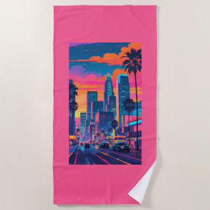Los Angeles Pop Art Beach Towel - Colourful