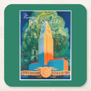 Los Angeles Promotional Poster Square Paper Coaster