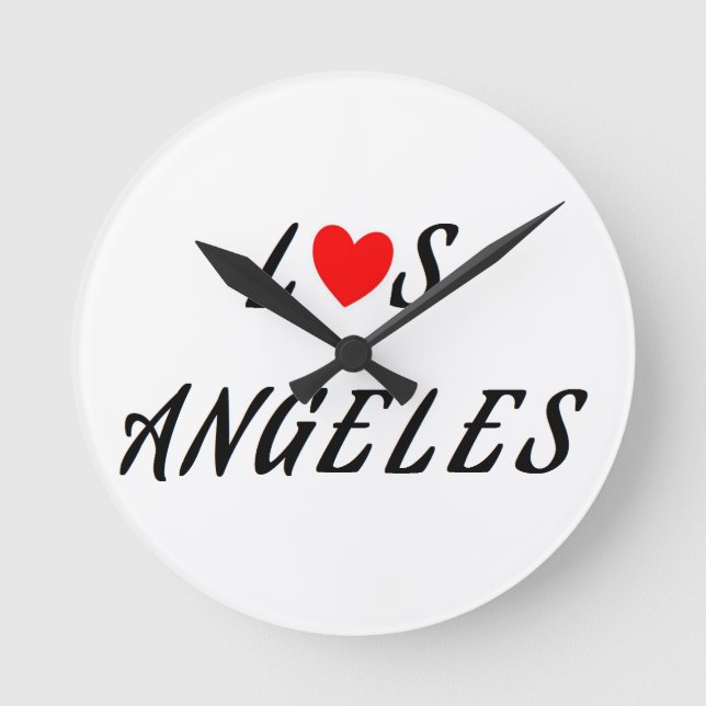 Los Angeles Red Heart Round Clock (Front)