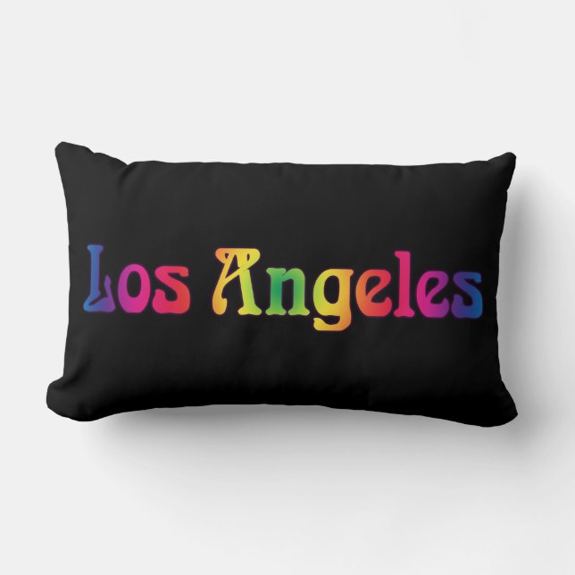 Los Angeles Retro Rainbow Pillow (Front)