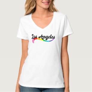 Los Angeles Retro Rainbow Script Pride Birthday T-Shirt