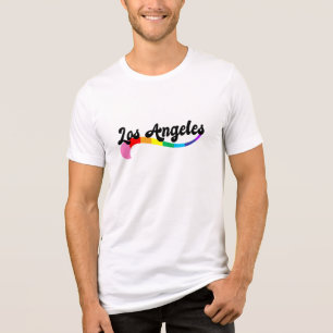 Los Angeles Retro Rainbow Script Pride Birthday Tri-Blend Shirt