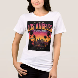 Los Angeles Retro Sunset Skyline California Dreami Tri-Blend Shirt