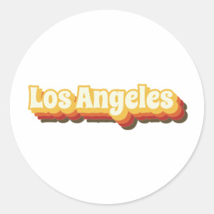 Los Angeles Retro Vintage Text Classic Round Sticker