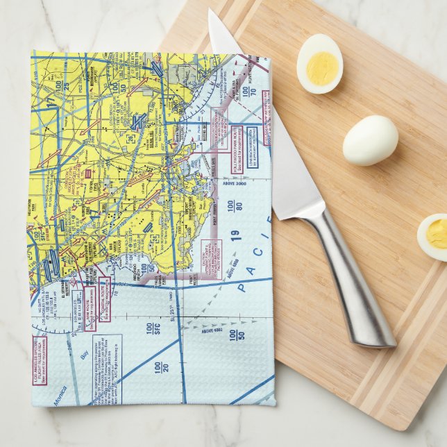 Los Angeles Sectional Chart Tea Towel (Quarter Fold)