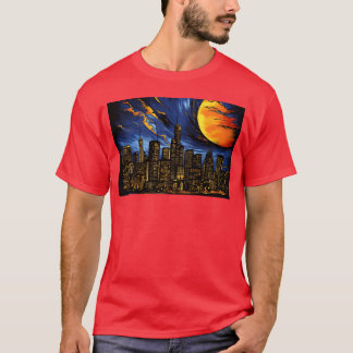 Los Angeles Skyline 3D City of Angels Futuristic g T-Shirt